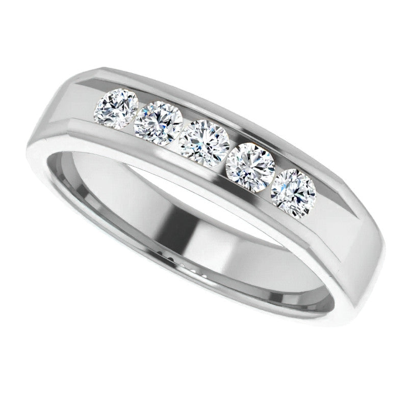 3mm/0.5ct Round Channel Set Moissanite Mens Band