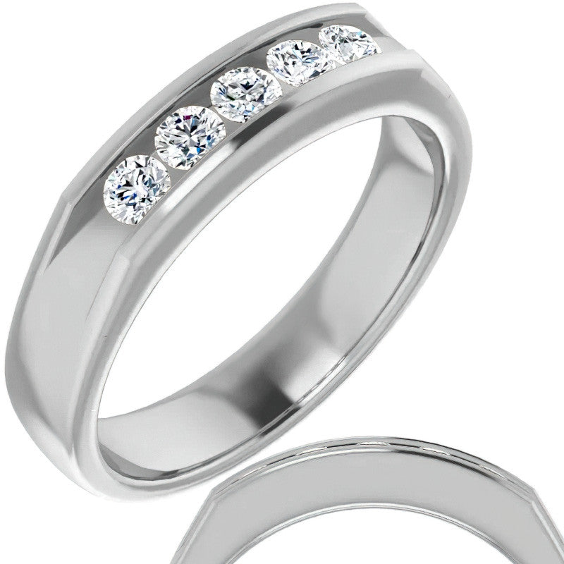 3mm/0.5ct Round Channel Set Moissanite Mens Band