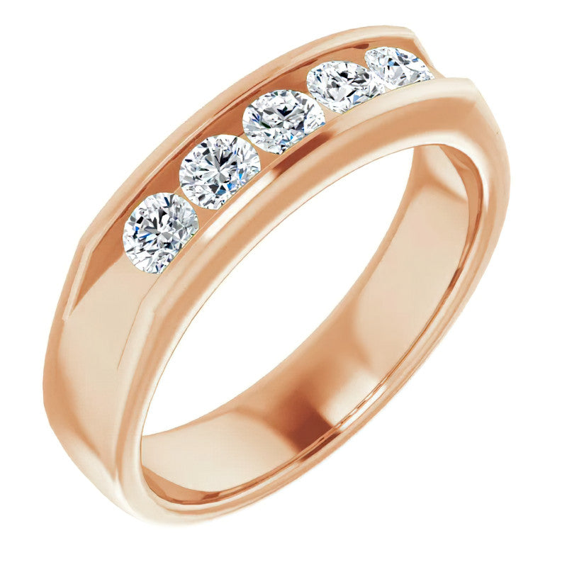 3.5mm/0.75ct Round Channel Set Moissanite Mens Band