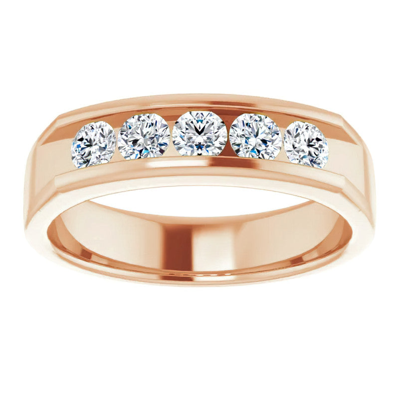 3.5mm/0.75ct Round Channel Set Moissanite Mens Band