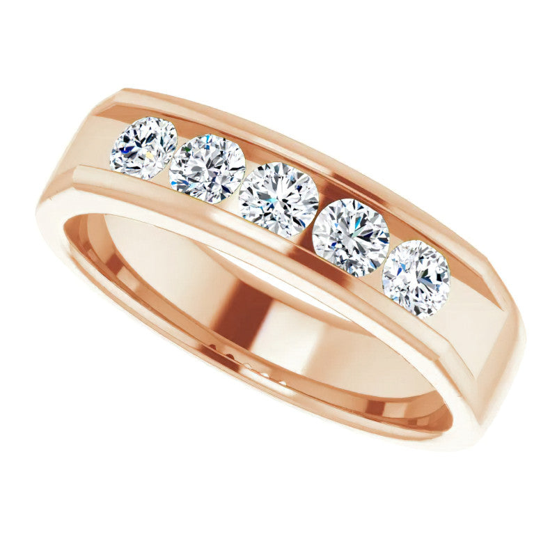 3.5mm/0.75ct Round Channel Set Moissanite Mens Band