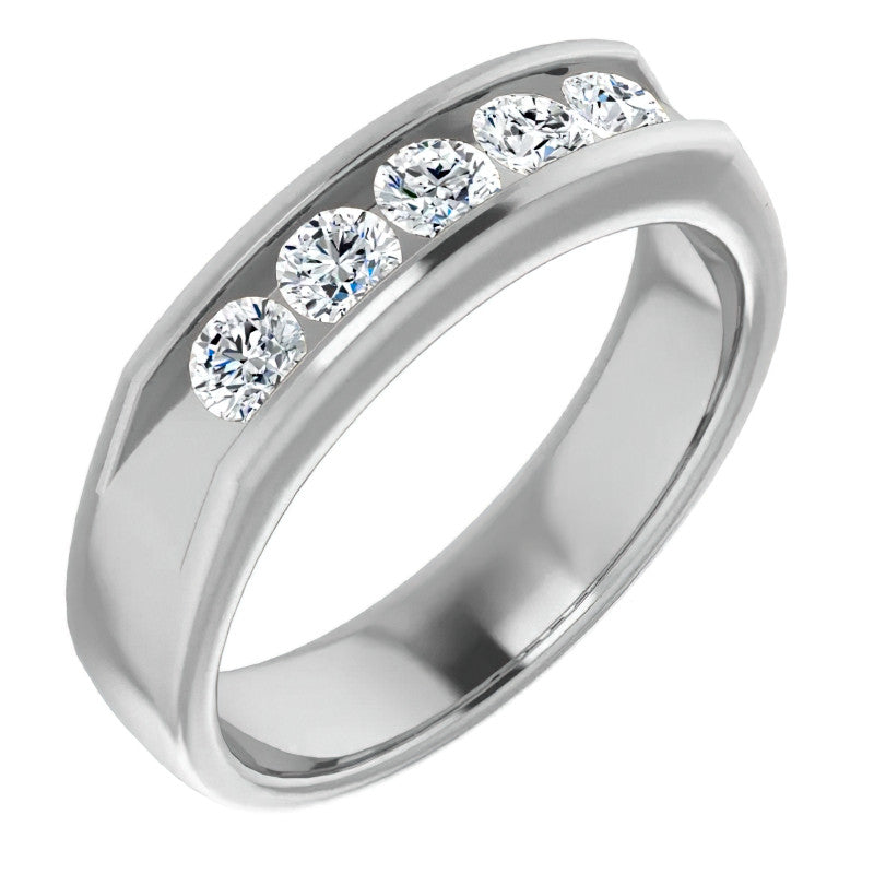 3.5mm/0.75ct Round Channel Set Moissanite Mens Band
