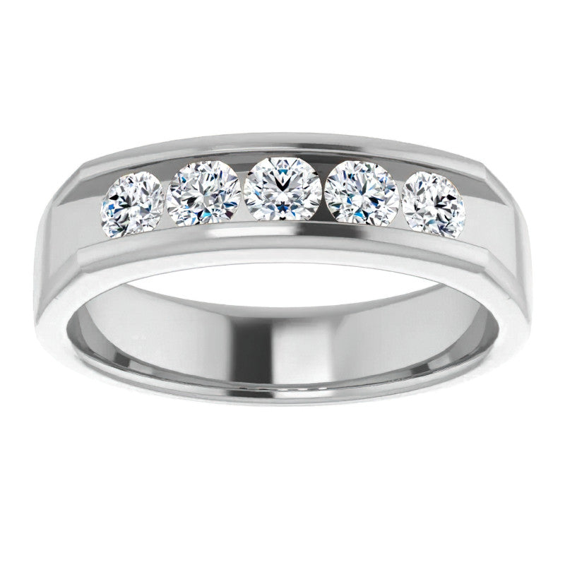 3.5mm/0.75ct Round Channel Set Moissanite Mens Band