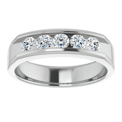 3.5mm/0.75ct Round Channel Set Moissanite Mens Band