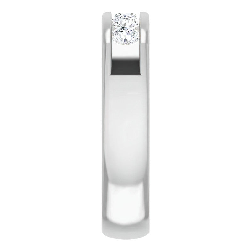 3.5mm/0.75ct Round Channel Set Moissanite Mens Band