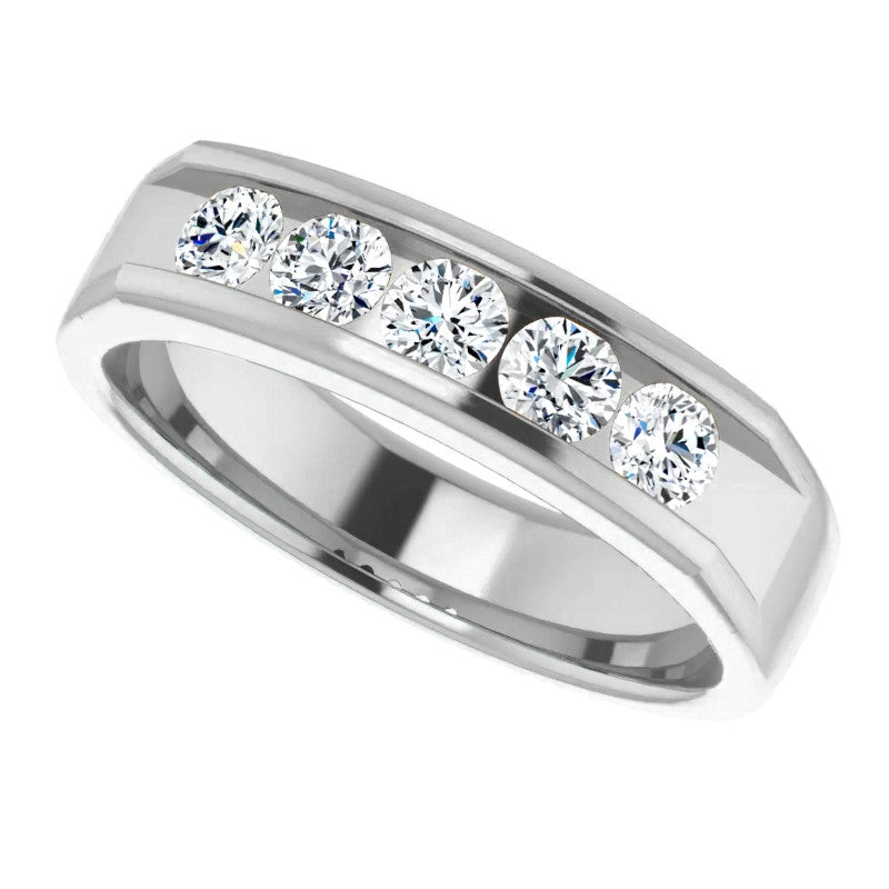 3.5mm/0.75ct Round Channel Set Moissanite Mens Band