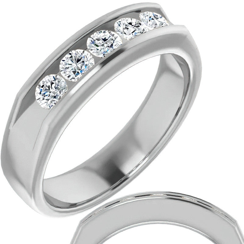 3.5mm/0.75ct Round Channel Set Moissanite Mens Band