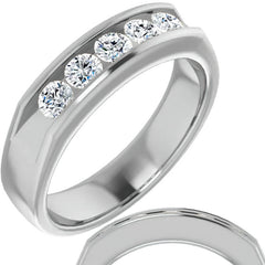 3.5mm/0.75ct Round Channel Set Moissanite Mens Band