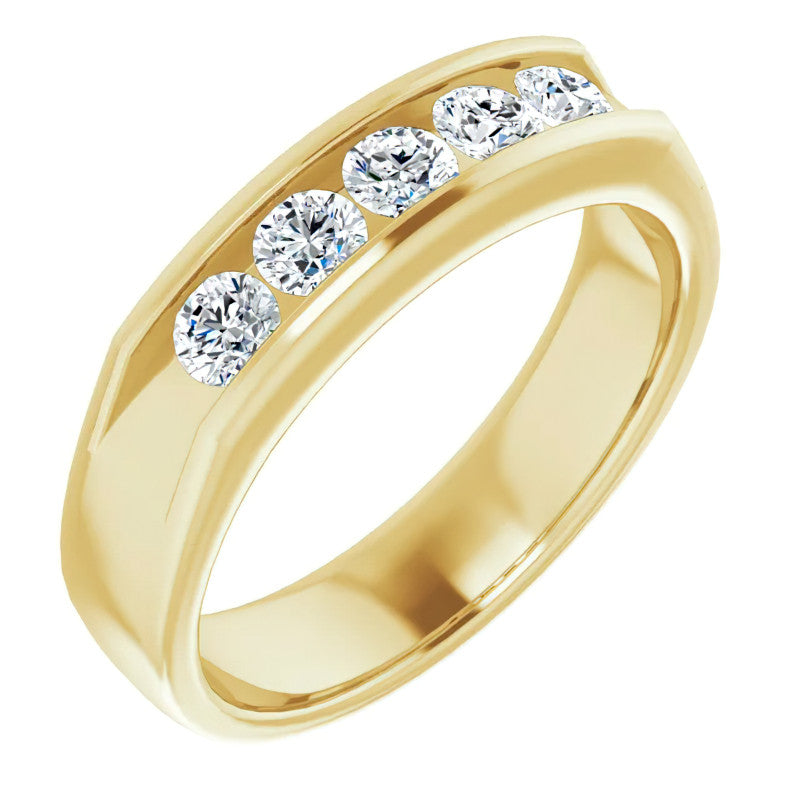 3.5mm/0.75ct Round Channel Set Moissanite Mens Band