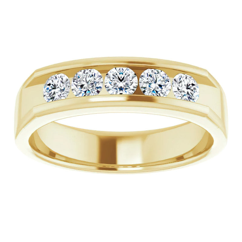 3.5mm/0.75ct Round Channel Set Moissanite Mens Band