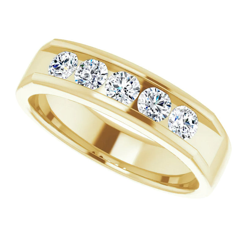 3.5mm/0.75ct Round Channel Set Moissanite Mens Band
