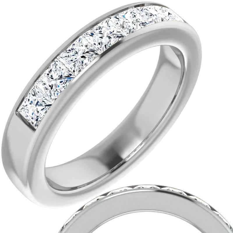 3.5mm/1.89ct Princess Channel Set Moissanite Mens Band