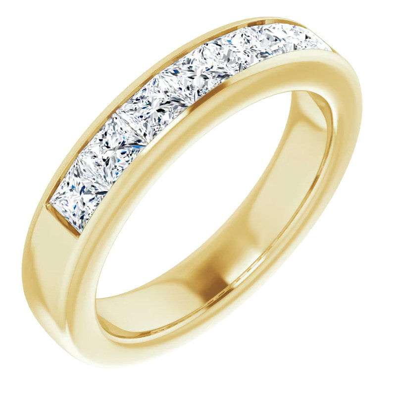 3.5mm/1.89ct Princess Channel Set Moissanite Mens Band