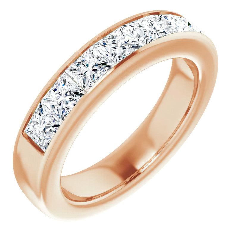 4mm/2.87ct Princess Channel Set Moissanite Mens Band