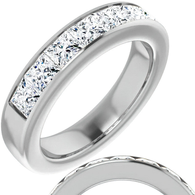 4mm/2.87ct Princess Channel Set Moissanite Mens Band