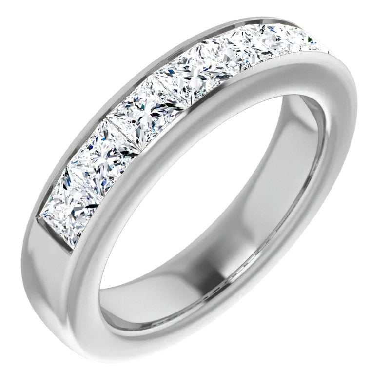 4mm/2.87ct Princess Channel Set Moissanite Mens Band
