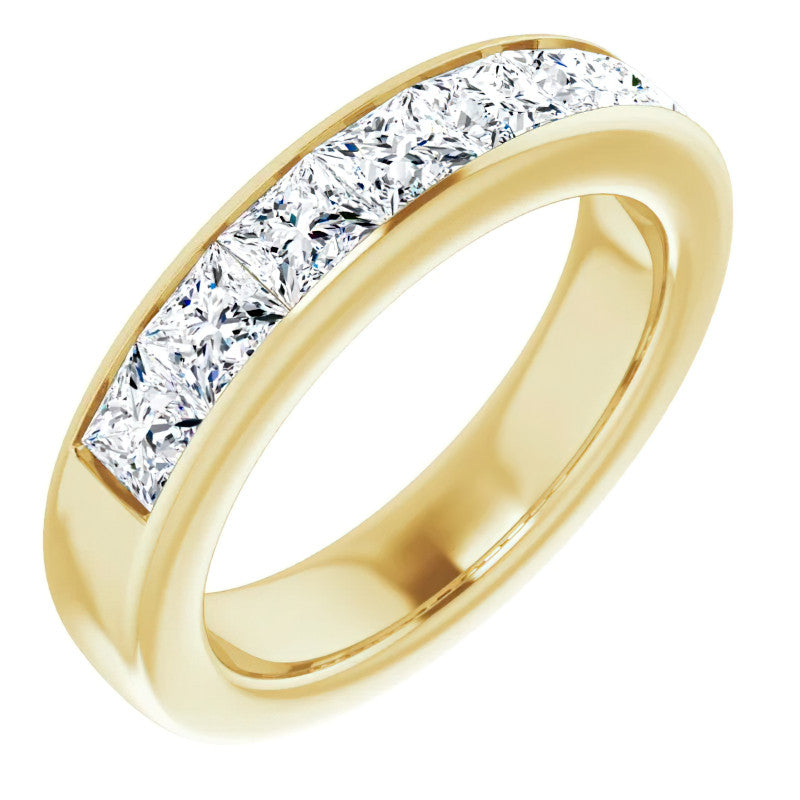 4mm/2.87ct Princess Channel Set Moissanite Mens Band
