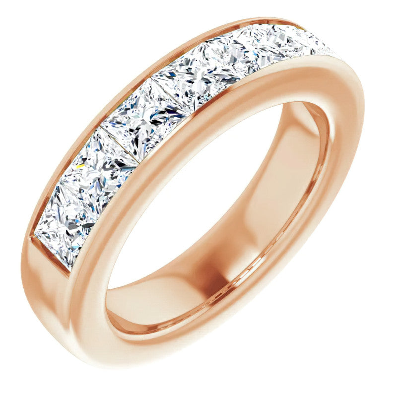 4.5mm/4.20ct Princess Channel Set Moissanite Mens Band