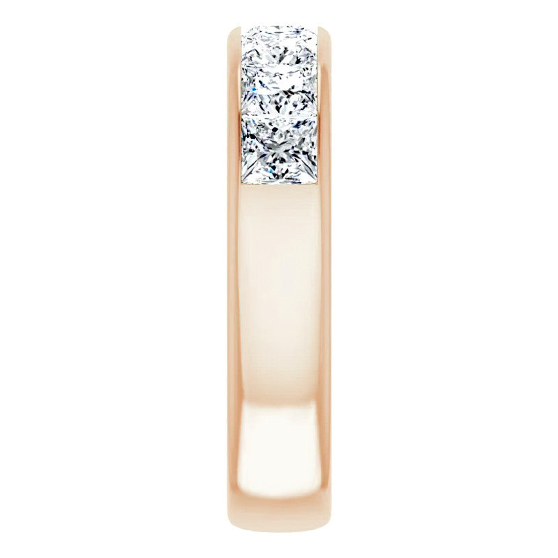4.5mm/4.20ct Princess Channel Set Moissanite Mens Band