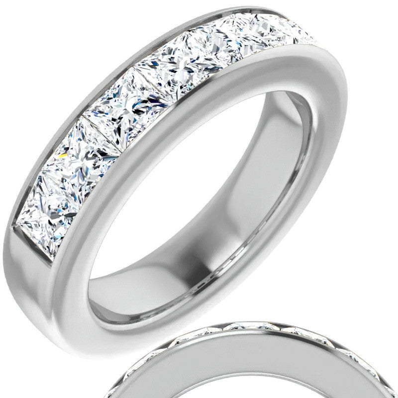 4.5mm/4.20ct Princess Channel Set Moissanite Mens Band