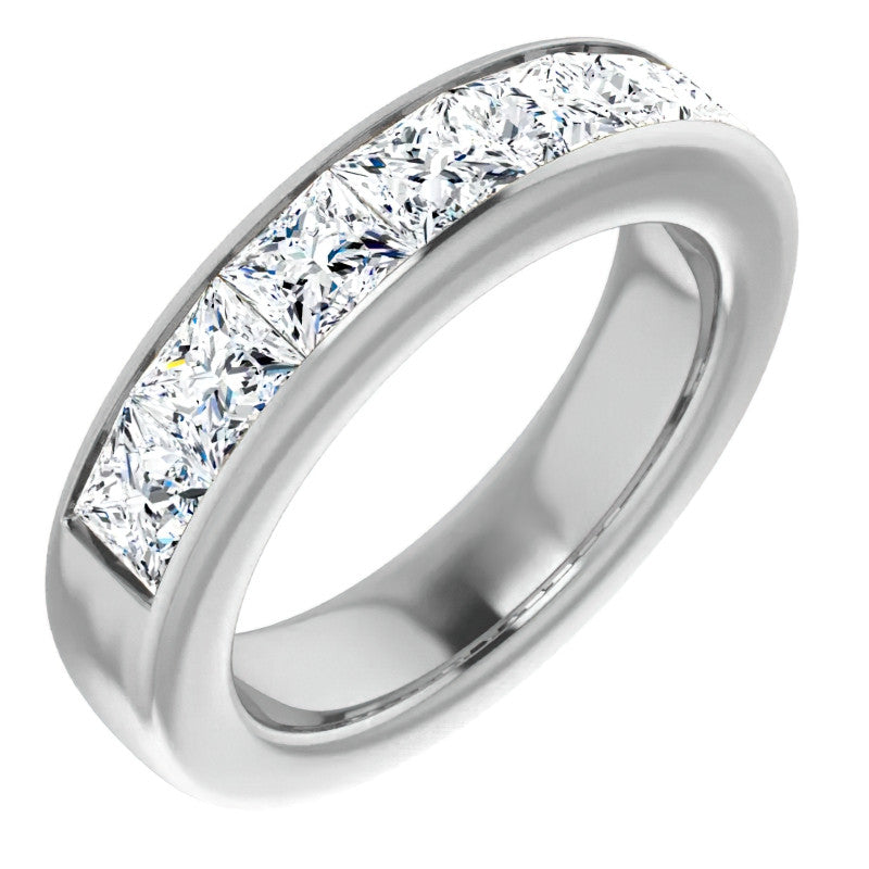 4.5mm/4.20ct Princess Channel Set Moissanite Mens Band