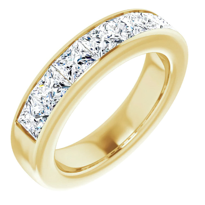 4.5mm/4.20ct Princess Channel Set Moissanite Mens Band