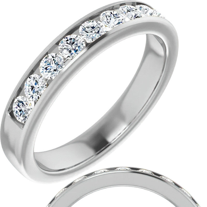 3mm/0.90ct Round Channel Set Moissanite Mens Band