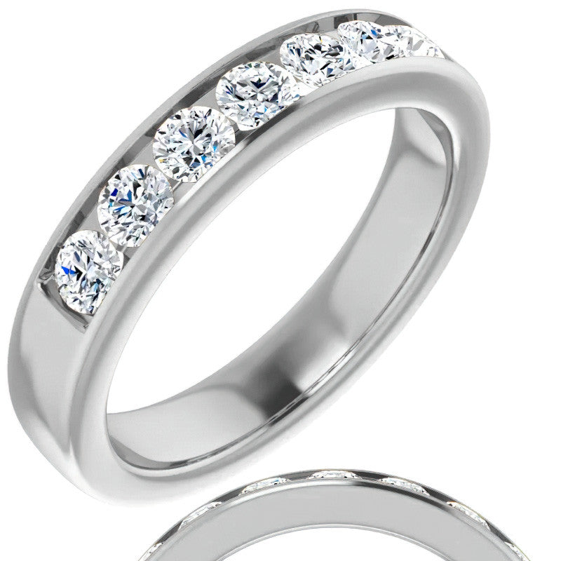 3.5mm/1.05ct Round Channel Set Moissanite Mens Band