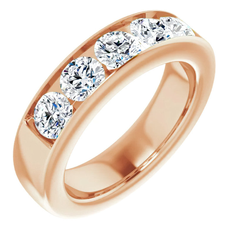 5mm/2.50ct Round Channel Set Moissanite Mens Band