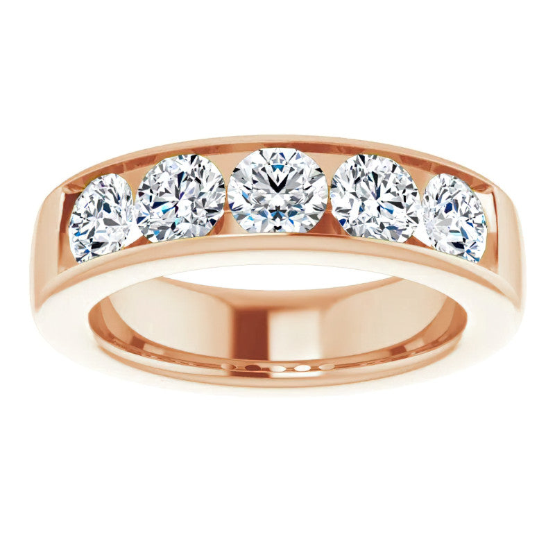 5mm/2.50ct Round Channel Set Moissanite Mens Band
