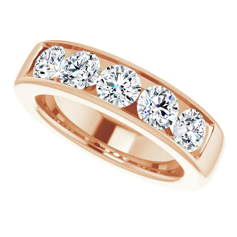5mm/2.50ct Round Channel Set Moissanite Mens Band