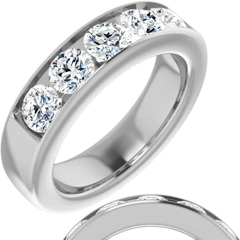 5mm/2.50ct Round Channel Set Moissanite Mens Band