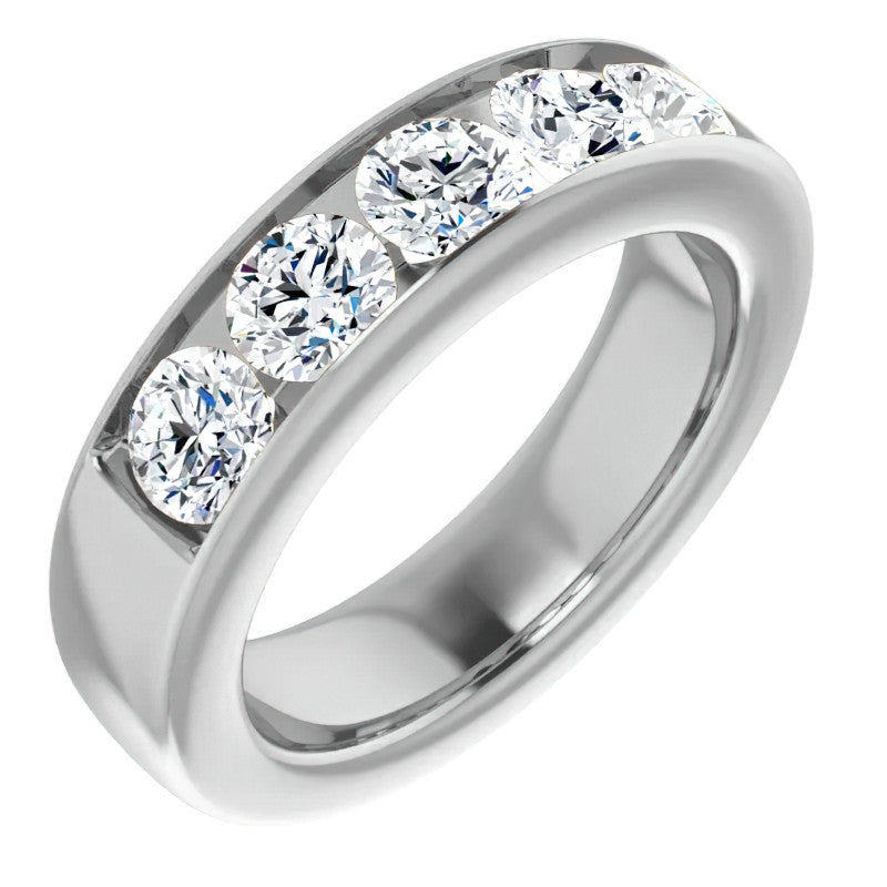 5mm/2.50ct Round Channel Set Moissanite Mens Band