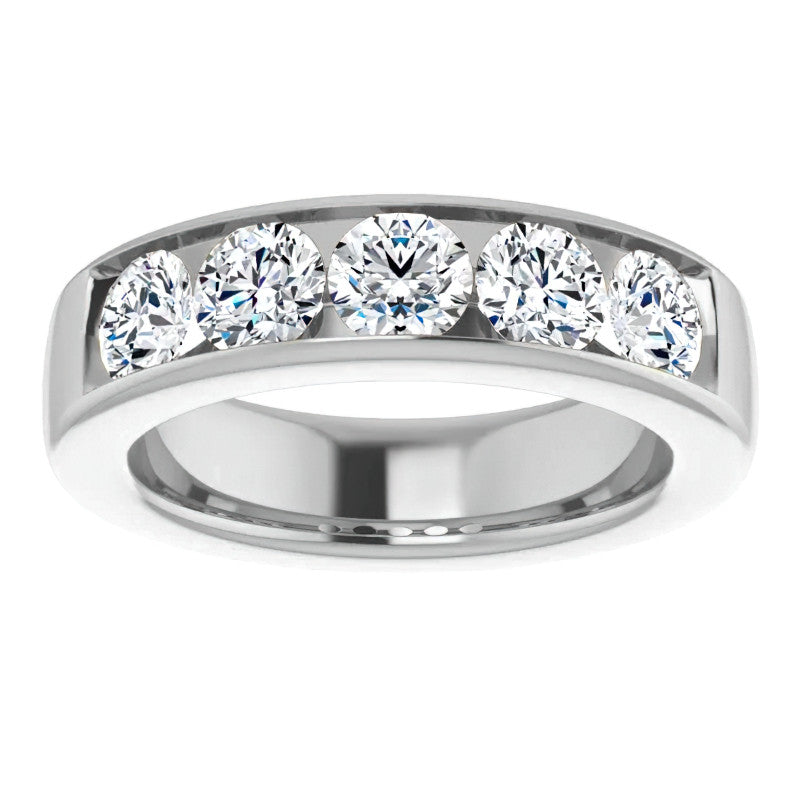 5mm/2.50ct Round Channel Set Moissanite Mens Band
