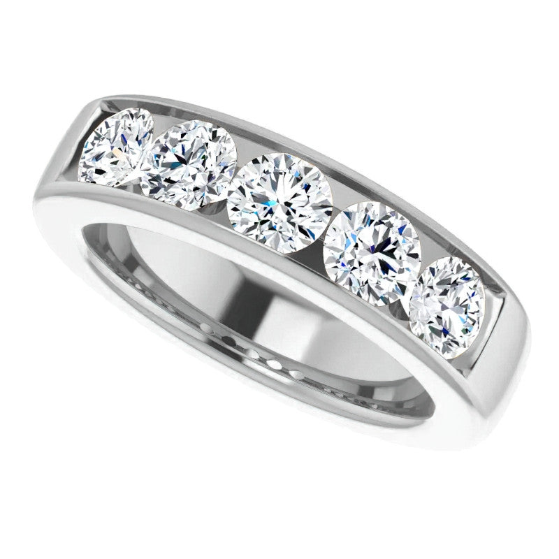 5mm/2.50ct Round Channel Set Moissanite Mens Band