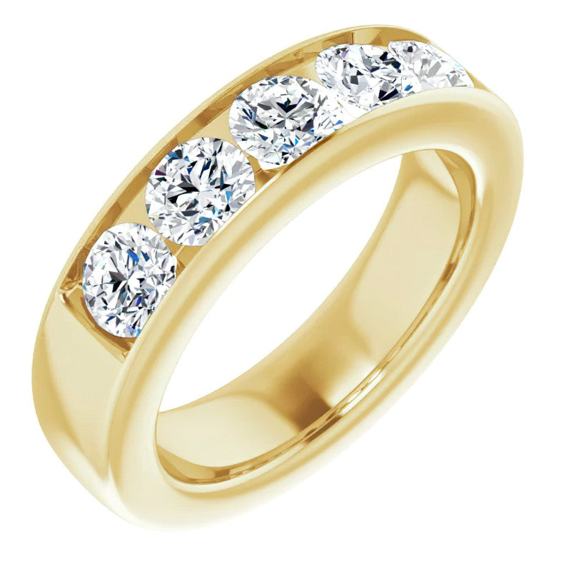 5mm/2.50ct Round Channel Set Moissanite Mens Band