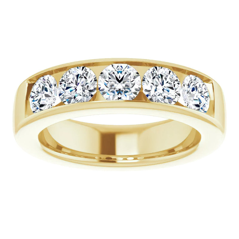 5mm/2.50ct Round Channel Set Moissanite Mens Band