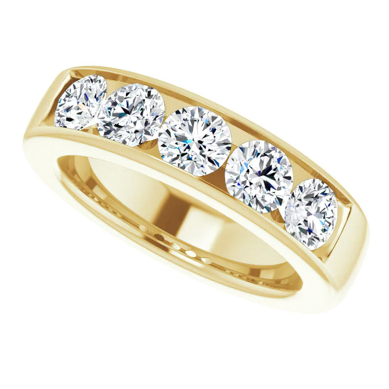 5mm/2.50ct Round Channel Set Moissanite Mens Band