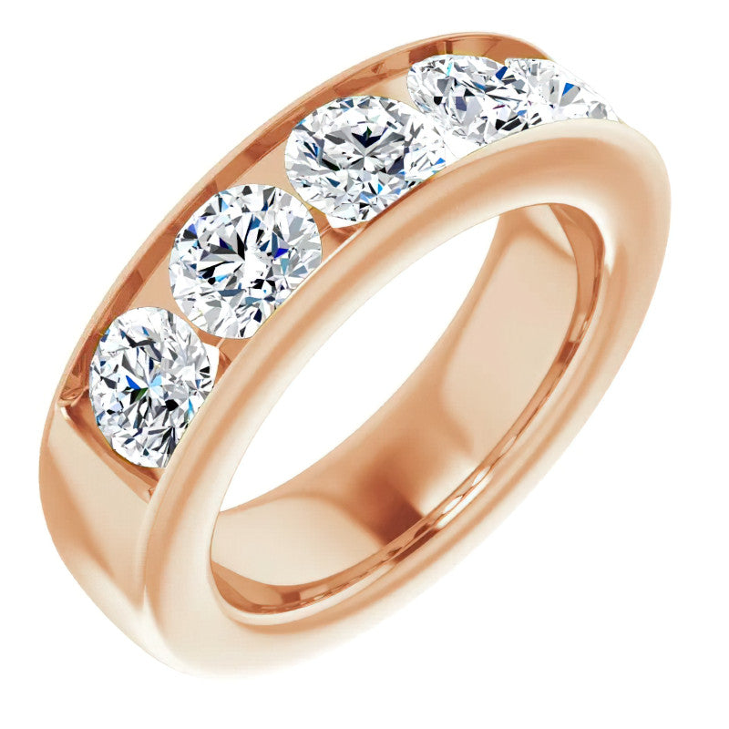 6mm/3.75ct Round Channel Set Moissanite Mens Band