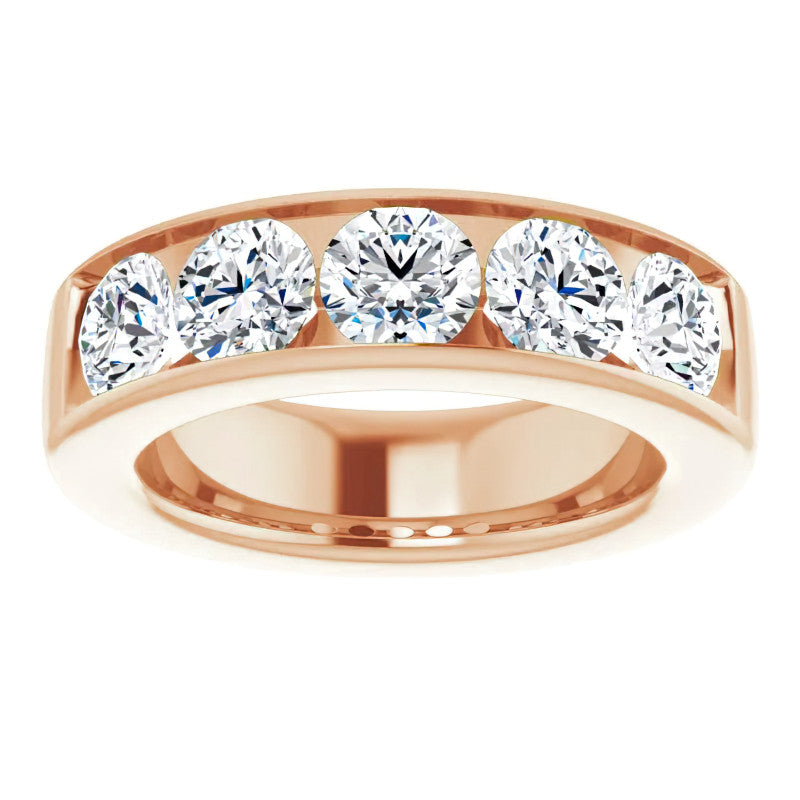 6mm/3.75ct Round Channel Set Moissanite Mens Band