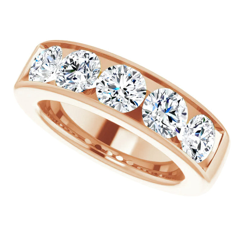 6mm/3.75ct Round Channel Set Moissanite Mens Band