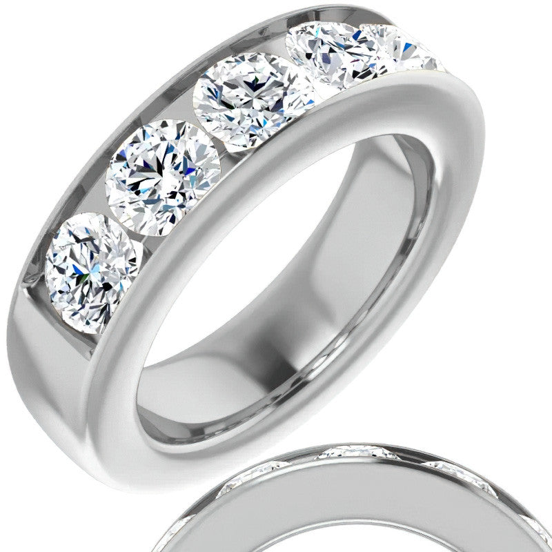6mm/3.75ct Round Channel Set Moissanite Mens Band