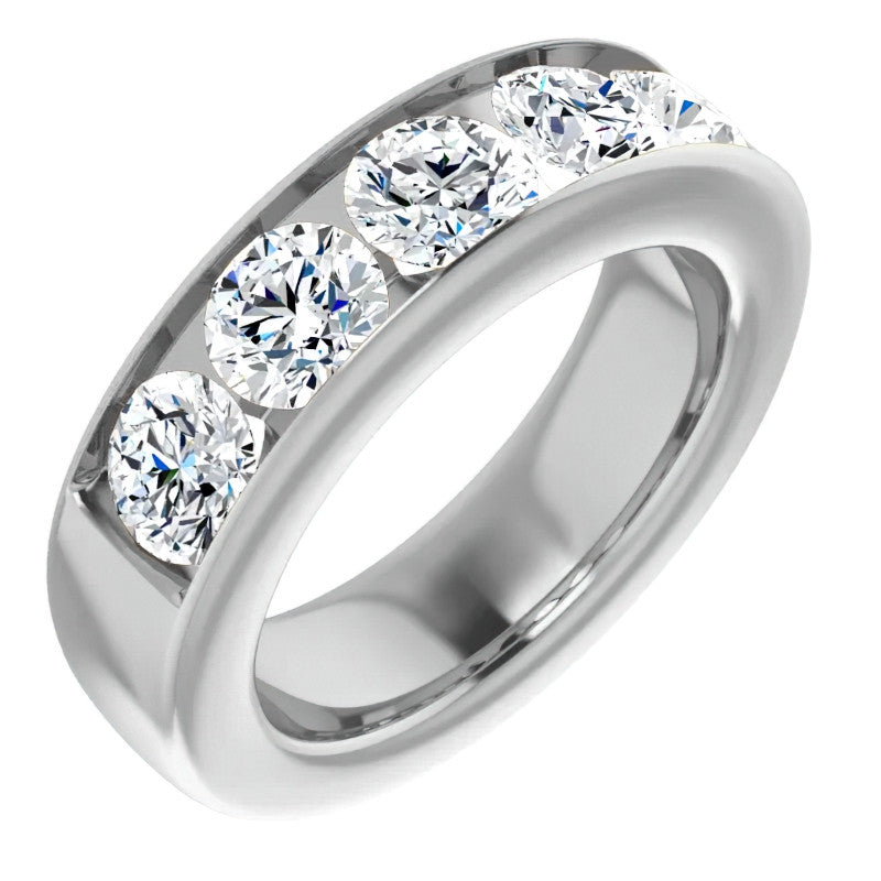 6mm/3.75ct Round Channel Set Moissanite Mens Band