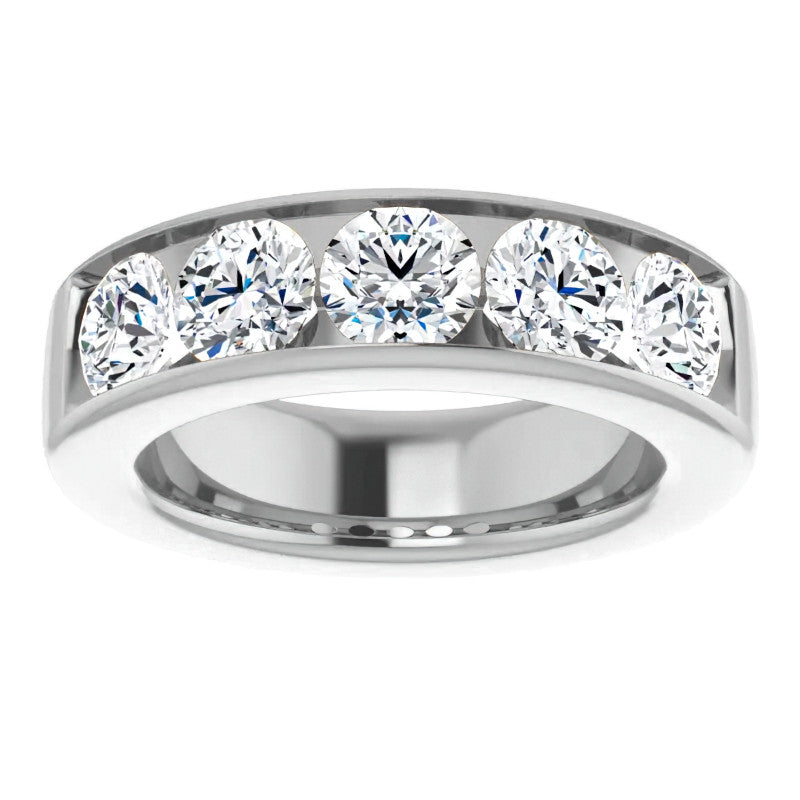 6mm/3.75ct Round Channel Set Moissanite Mens Band