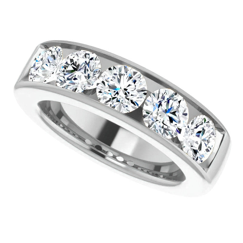 6mm/3.75ct Round Channel Set Moissanite Mens Band