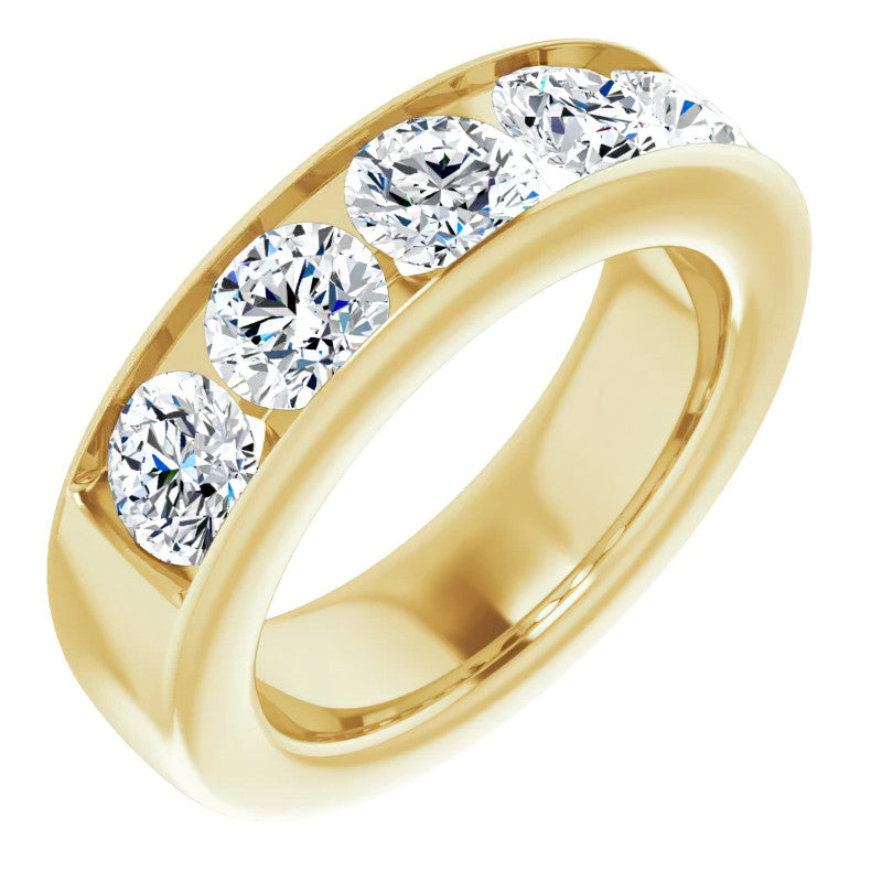 6mm/3.75ct Round Channel Set Moissanite Mens Band