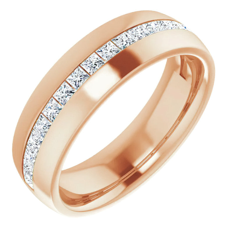 2mm/2.40ct Princess Channel Set Moissanite Mens Band
