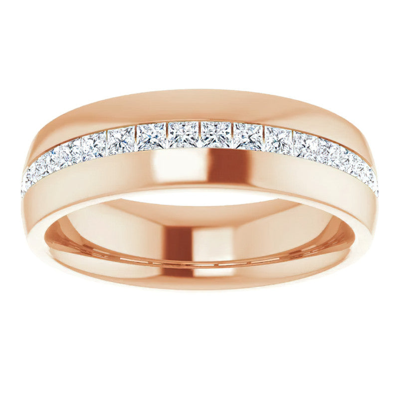 2mm/2.40ct Princess Channel Set Moissanite Mens Band