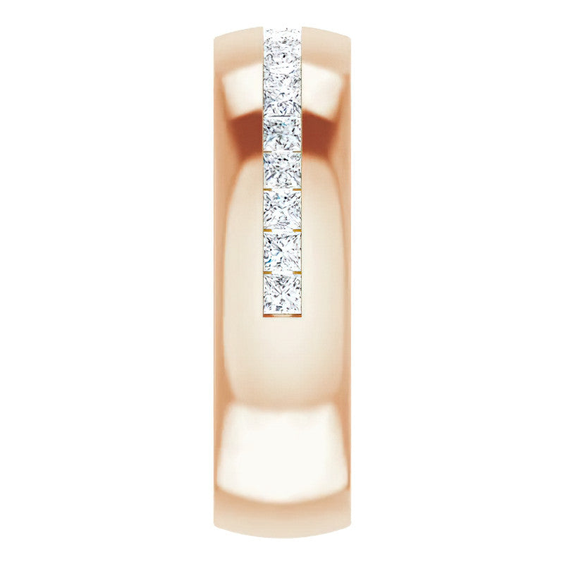 2mm/2.40ct Princess Channel Set Moissanite Mens Band