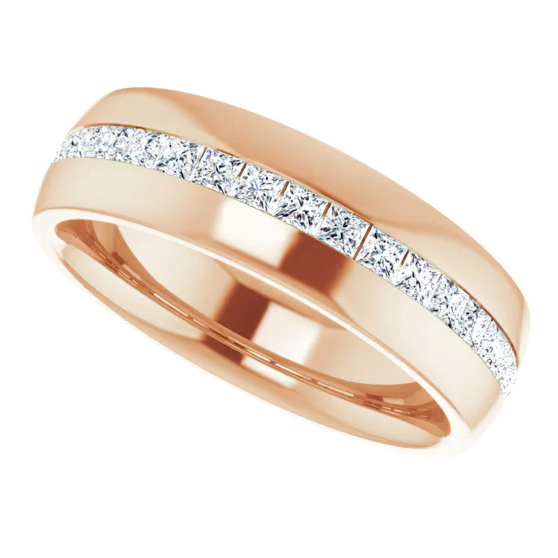 2mm/2.40ct Princess Channel Set Moissanite Mens Band